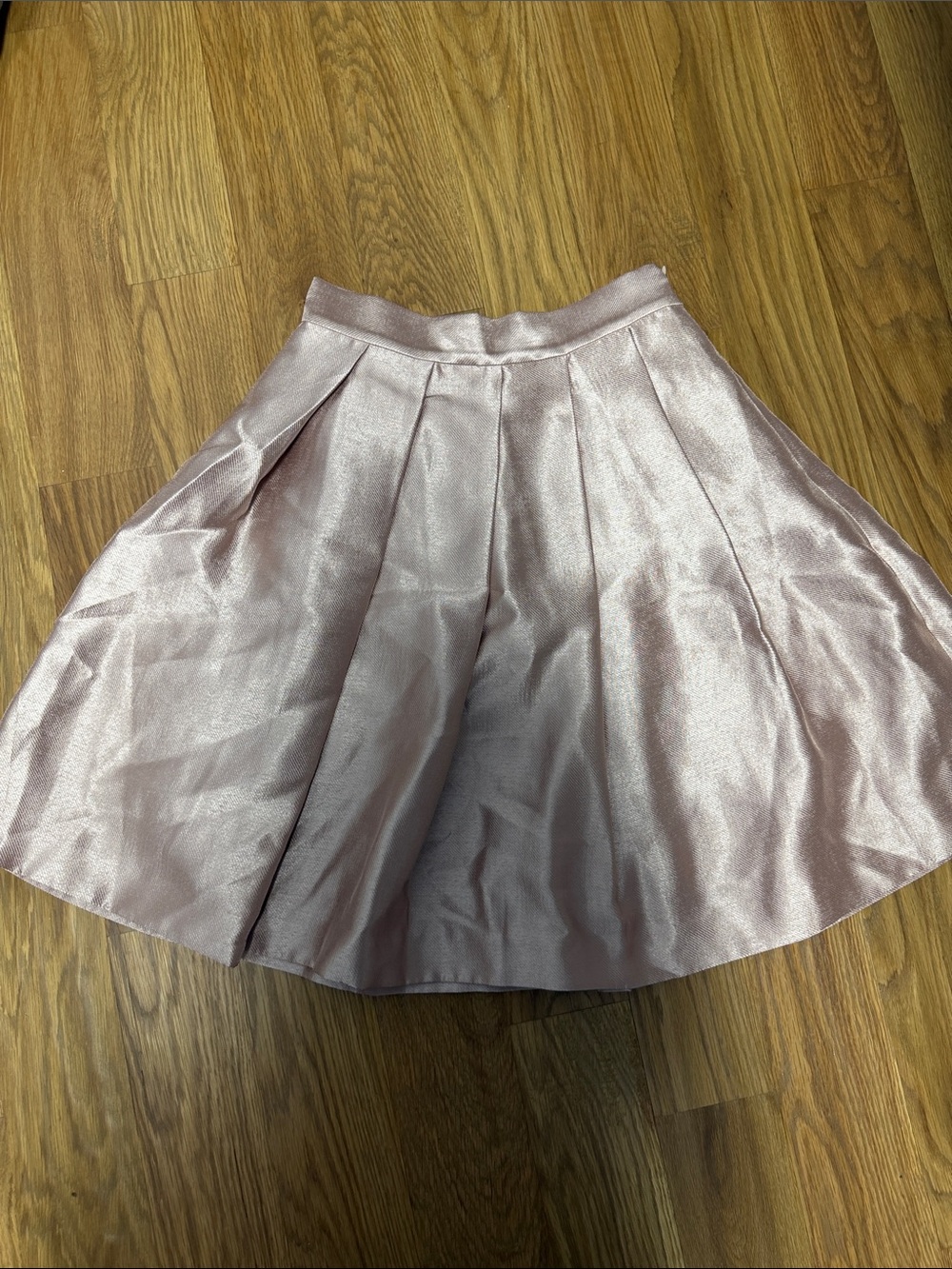 Rachel Parcell Shimmery Rose Pink Pleated Skater Skirt